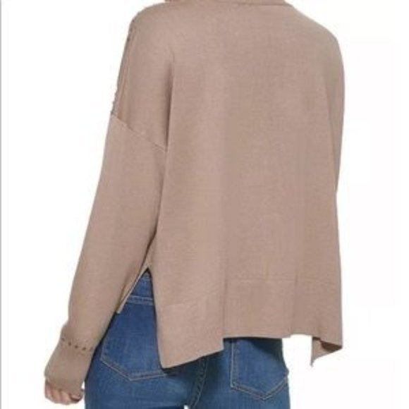 DKNY Studded Cozy Sweater in Mushroom - Medium - Picture 3 of 4